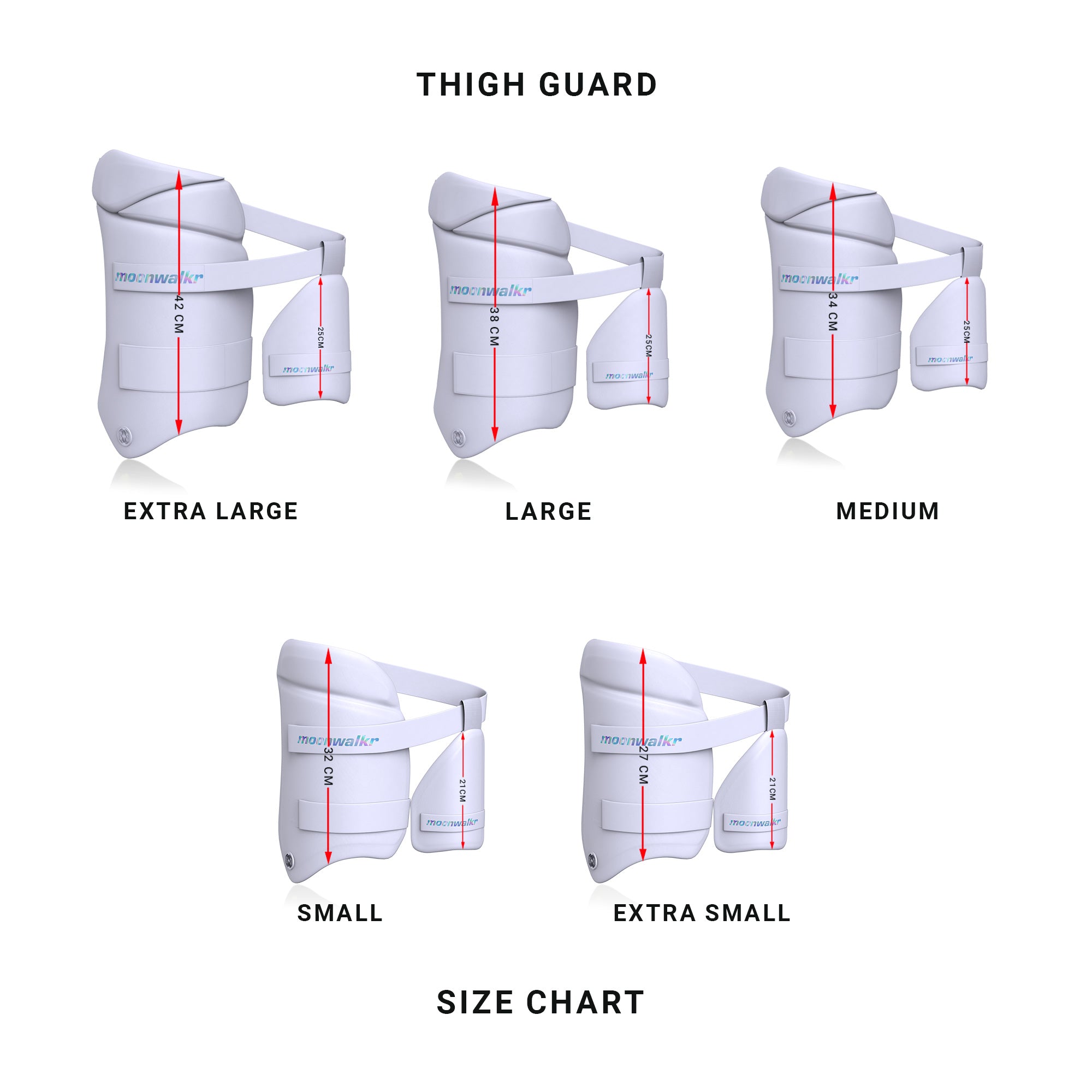 white thigh guard size chart cricket