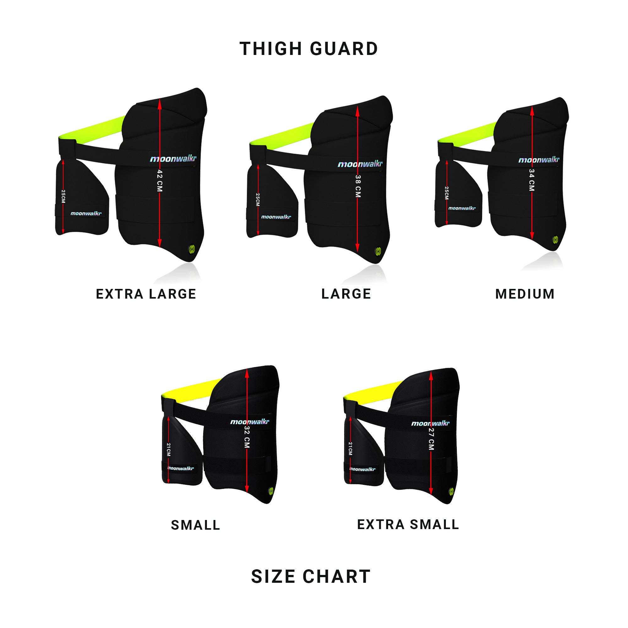 Cricket thigh Guard Size chart