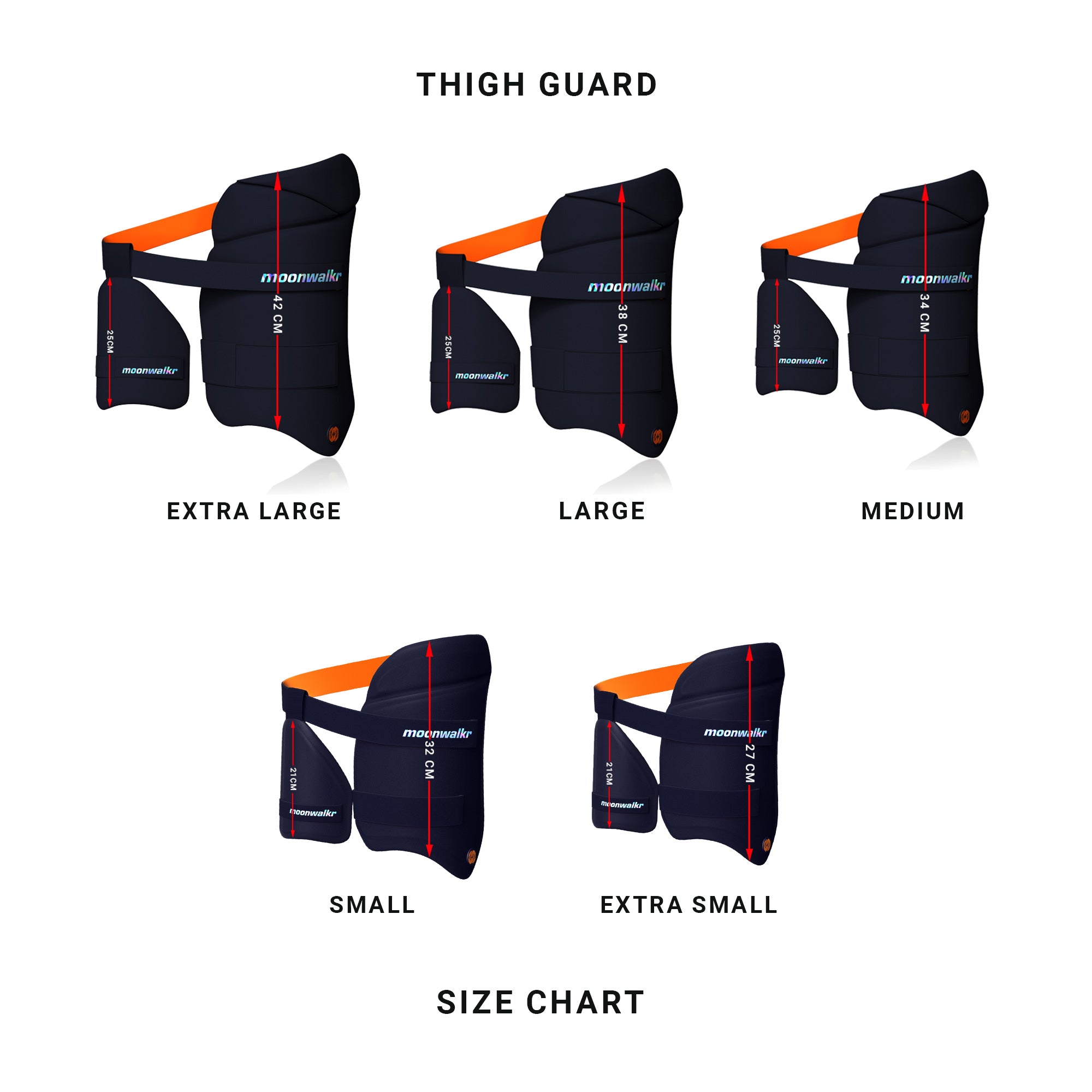 Thigh guard size chart