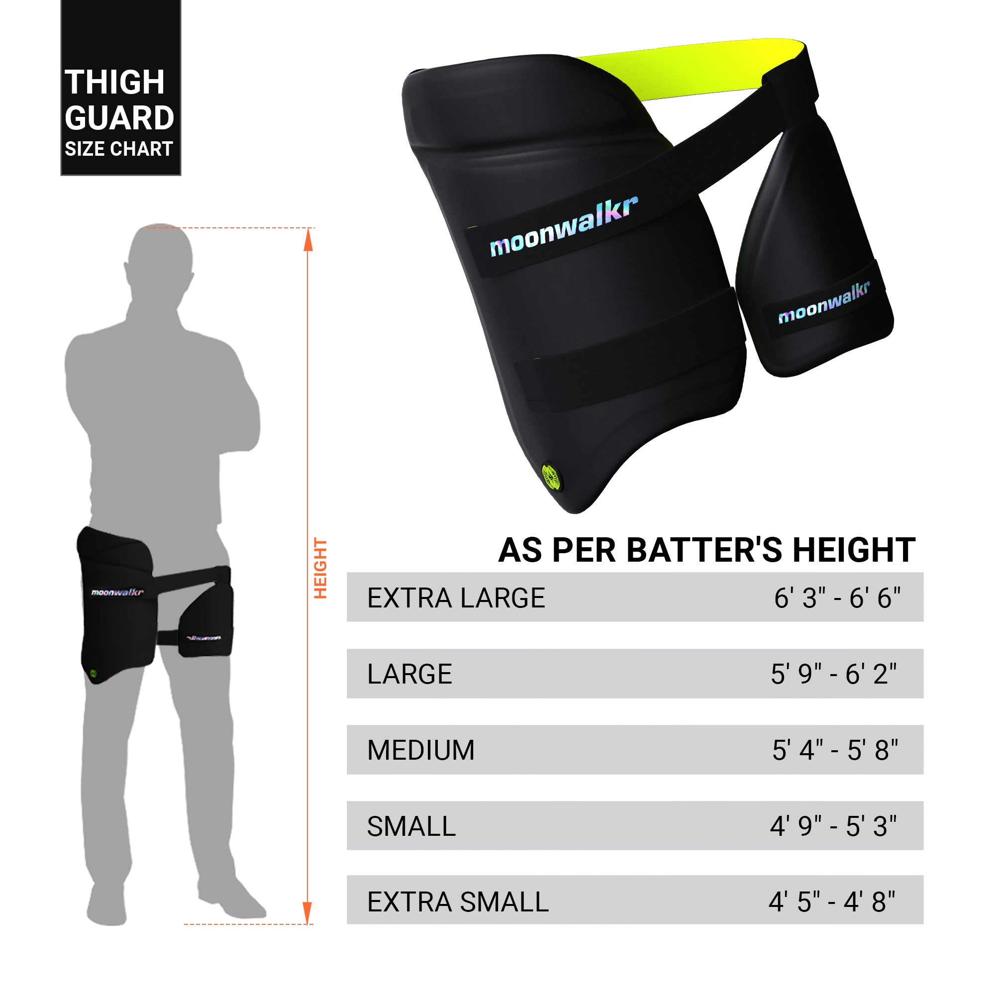 Moonwalkr thigh guard size chart