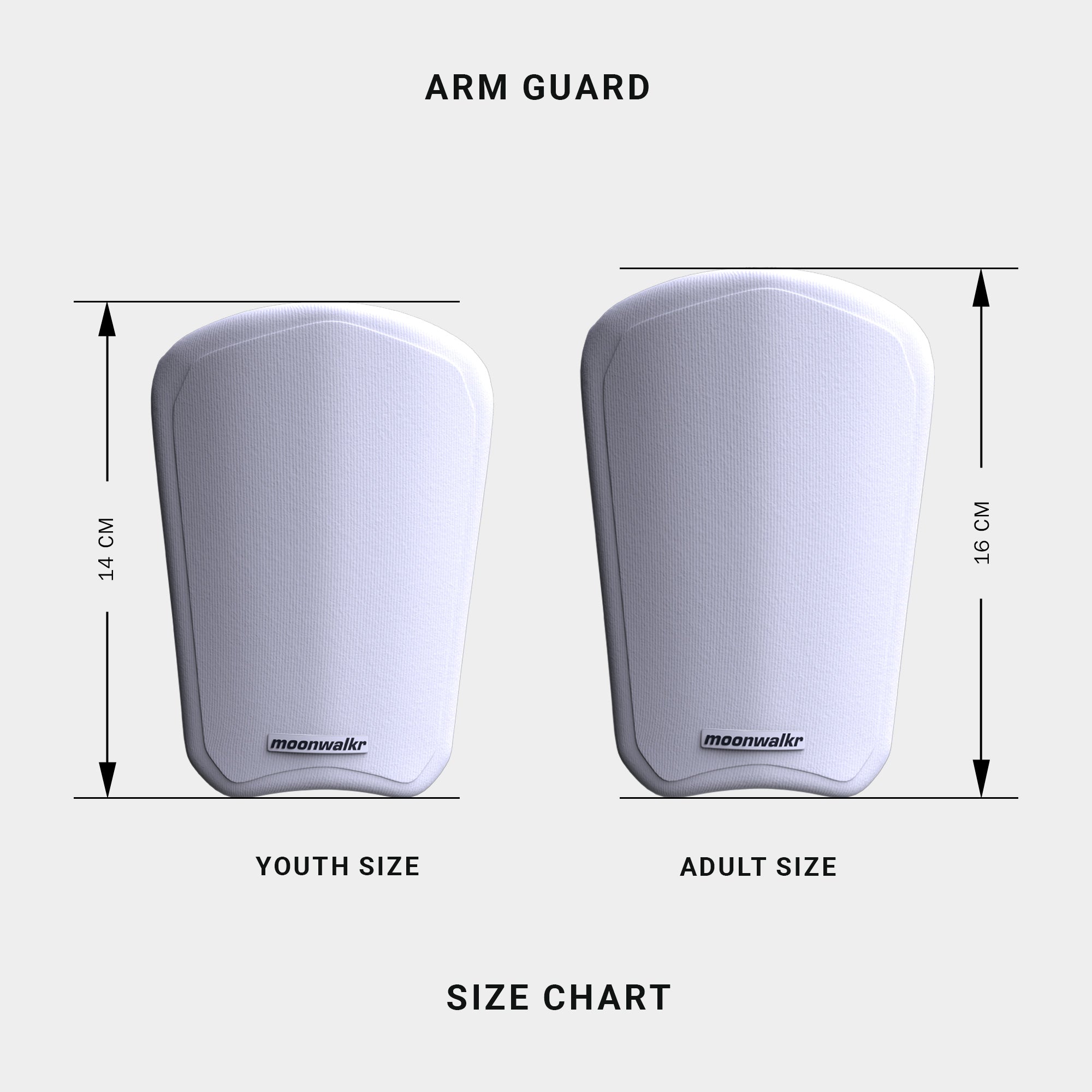 White arm guard size chart